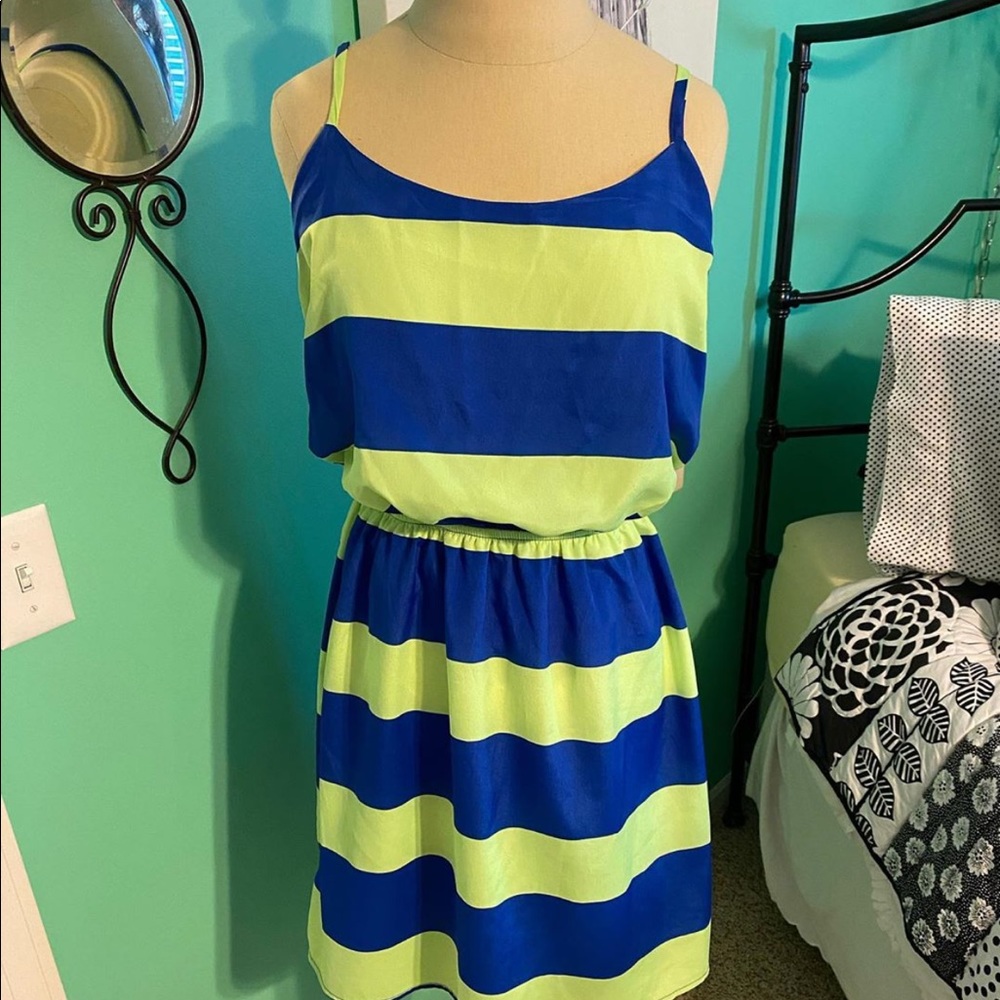 line green & blue dress